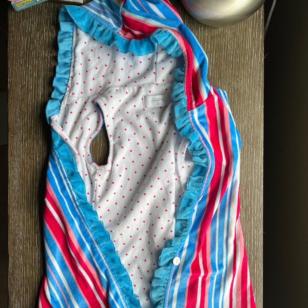 SweetHoney Blue and Pink Striped Kids Swim Coverup